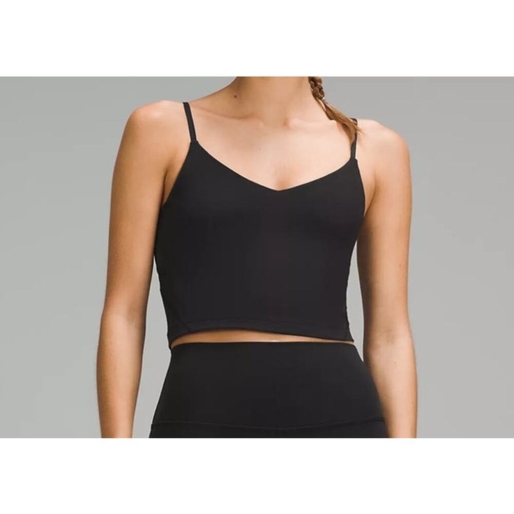 Lululemon Align Cropped Cami Tank Top Black A/B Cup Size 12 - Picture 1 of 5